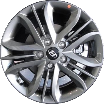 Hyundai Tucson 2014-2015 powder coat charcoal 17x6.5 aluminum wheels or rims. Hollander part number ALY70856U, OEM part number 529102S610, 529102S600.