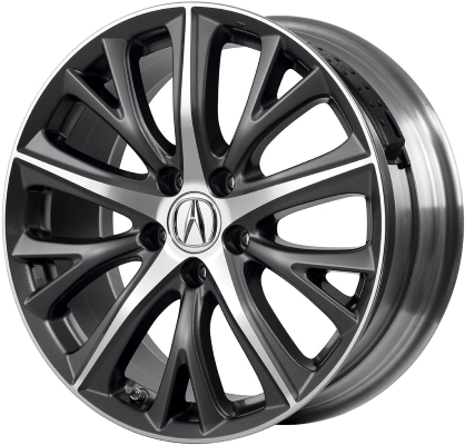 Acura ILX 2016-2022 charcoal machined 18x7.5 aluminum wheels or rims. Hollander part number ALY71834U30, OEM part number 08W18TX6200, 08W18TX6201, 08W18TX6200A.