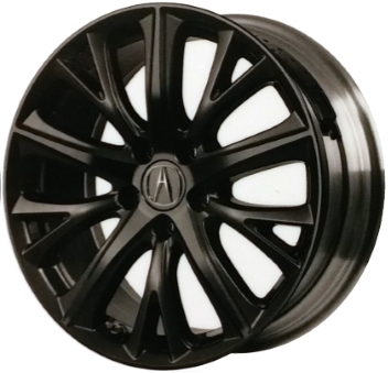 Acura ILX 2016-2022 powder coat black 18x7.5 aluminum wheels or rims. Hollander part number ALY71834U45, OEM part number 08W18TX6200C, 08W18TX6200A.