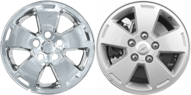 Chevrolet Impala 2006-2012, Chevrolet Monte Carlo 2006-2007 Chrome, 5 Spoke, Plastic Hubcaps, Wheel Covers, Wheel Skins, Imposters. Fits 16 Inch Alloy Wheel Pictured to Right. Part Number IMP-318X.