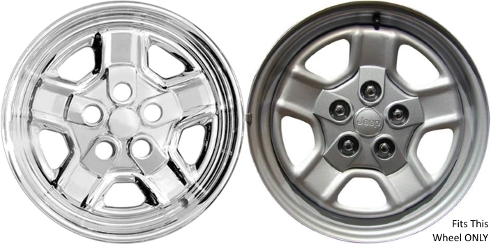 Jeep Patriot 2007-2017 Chrome, 5 Spoke, Plastic Hubcaps, Wheel Covers, Wheel Skins, Imposters. ONLY Fits 16 Inch Steel Wheel Pictured. Part Number IMP-78X/6997PC.