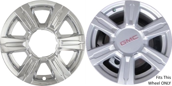 GMC Terrain 2014-2017 Chrome, 6 Spoke, Plastic Hubcaps, Wheel Covers, Wheel Skins, Imposters. ONLY Fits 17 Inch Alloy Wheel Pictured. Part Number IMP-369X.