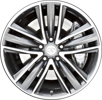 Infiniti Q50 2014-2018 charcoal machined 19x8.5 aluminum wheels or rims. Hollander part number ALY73766, OEM part number D0C004GA3B, D0C004GC3C, D0CMM4GC3C.