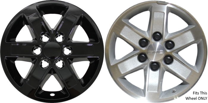 GMC Savana 1500 2009-2014, GMC Sierra 1500 2007-2013, GMC Yukon 1500 2007-2014 Black, 6 Spoke, Plastic Hubcaps, Wheel Covers, Wheel Skins, Imposters. ONLY Fits 17 Inch Alloy Wheel Pictured. Part Number IMP-358BLK.