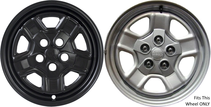 Jeep Patriot 2007-2017 Black, 5 Spoke, Plastic Hubcaps, Wheel Covers, Wheel Skins, Imposters. ONLY Fits 16 Inch Steel Wheel Pictured. Part Number IMP-78GBLK/6997GB.