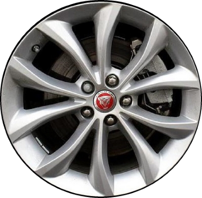 Jaguar XF 2017-2021 powder coat silver 18x8 aluminum wheels or rims. Hollander part number ALY59948, OEM part number T2H4953.