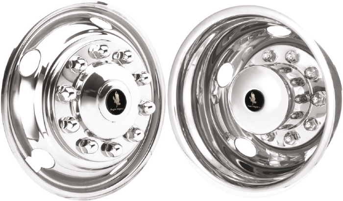 MCI Bus/Coach 1990-2021, Stainless Steel Hubcaps, Wheel Covers, Simulators and Liners for 22.5 Inch Steel Wheels. Part Number JD22105/TAG.