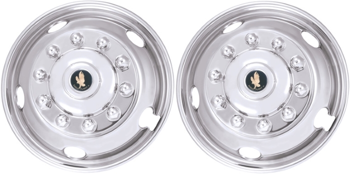 Volvo VNL 300 2003-2016, Volvo VNL 42T 1999-2011, Volvo VNL 430 2003-2016, Volvo VNM 200-2003-2016, Stainless Steel Hubcaps, Wheel Covers, Simulators and Liners for 22.5 Inch Steel Wheels. Part Number JD22105-F.