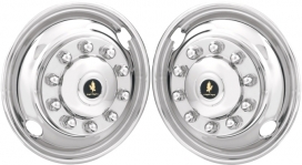 JD24102-F Kenworth T Series, W Series 24.5 Inch Stainless Steel Front Hubcaps/Simulators