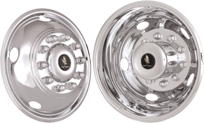 Sterling 4500 2007-2009, Sterling 5500-2007-2009, Stainless Steel Hubcaps, Wheel Covers, Simulators and Liners for 19.5 Inch Steel Wheels. Part Number JDD19105-10.