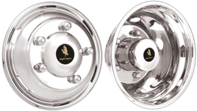 Mitsubishi Fuso FE140 1990-2016 Mitsubishi Fuso FE145 1990-2016 Mitsubishi Fuso FE160 1990-2016 Mitsubishi Fuso FE180 1990-2016, Stainless Steel Hubcaps, Wheel Covers, Simulators and Liners for 16 Inch Steel Wheels. Part Number JDM165.
