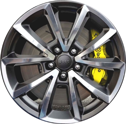 Jeep Grand Cherokee 2018-2020 dark grey polished 20x10 aluminum wheels or rims. Hollander part number ALY9182, OEM part number Not Yet Known.