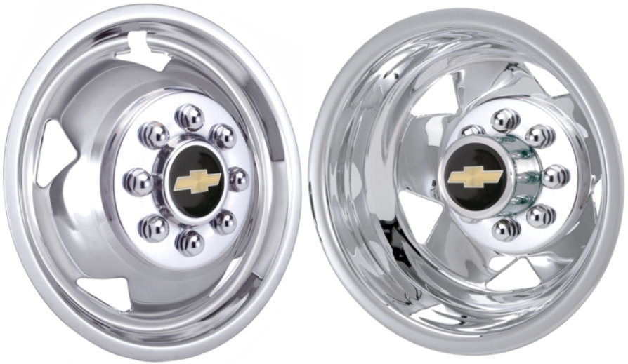 Chevrolet Silverado 3500 DRW 2011-2025, Stainless Steel Hubcaps, Wheel Covers, Simulators and Liners for 17 Inch Steel Wheels. Part Number JGM3500-11.