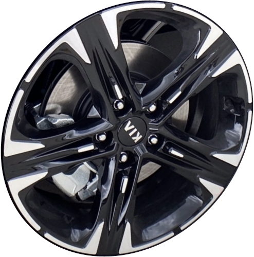 KIA K5 2021-2025 black machined 18x7.5 aluminum wheels or rims. Hollander part number ALY71027U45HH, OEM part number 52910-L3320.