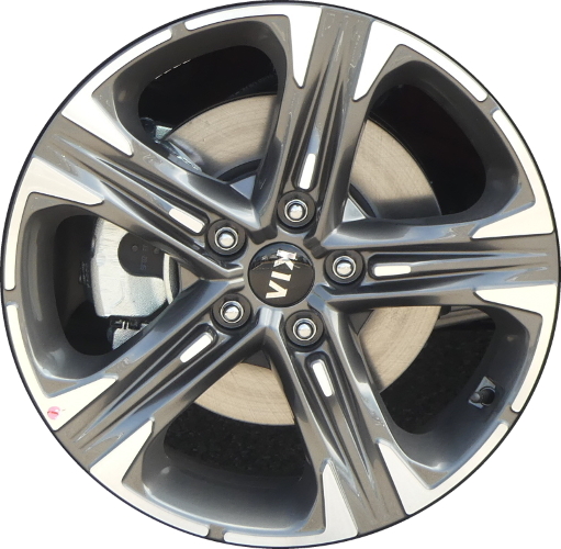 KIA K5 2021-2024 grey machined 18x7.5 aluminum wheels or rims. Hollander part number ALY71027U30HH, OEM part number 52910-L3310.