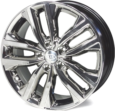 KIA Optima 2014-2015 chrome 18x7.5 aluminum wheels or rims. Hollander part number ALY74707/74699, OEM part number 529104C760.