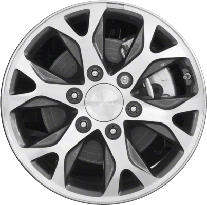 KIA Sedona 2014 medium charcoal machined 17x6.5 aluminum wheels or rims. Hollander part number ALY74684, OEM part number 529104D610.