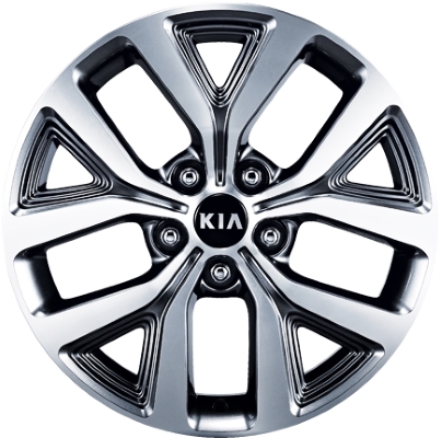 KIA Sportage 2014-2016 charcoal machined 17x6.5 aluminum wheels or rims. Hollander part number ALY74696U, OEM part number 529103W610, 529103W600.