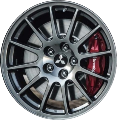 Mitsubishi Lancer 2012-2015 powder coat dark hyper 18x8.5 aluminum wheels or rims. Hollander part number ALY65849U79, OEM part number Not Yet Known.