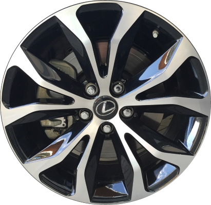 Lexus NX Turbo 2017, NX200t 2015-2016, NX300h 2015-2017 black machined 18x7.5 aluminum wheels or rims. Hollander part number 74335A45, OEM part number 42611-78070, 42611-78080.