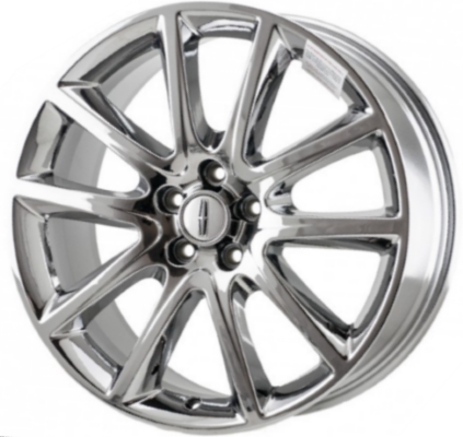 Lincoln MKZ 2013-2016 polished 19x8 aluminum wheels or rims. Hollander part number ALY3953, OEM part number DP5Z1007D.