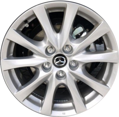 Mazda 6 2014-2017 powder coat silver 17x7.5 aluminum wheels or rims. Hollander part number ALY64957, OEM part number 9965077570, 9965087570.
