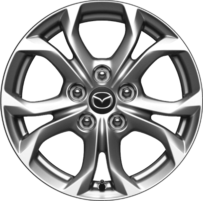 Mazda CX-3 2016-2021 powder coat silver 16x6.5 aluminum wheels or rims. Hollander part number ALY64987, OEM part number 9965F36560, 9965K36560.