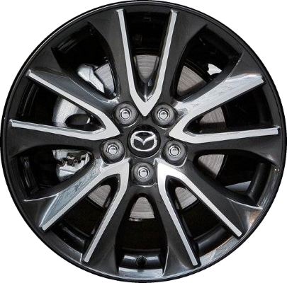 Mazda CX-3 2016-2018 charcoal machined 18x7 aluminum wheels or rims. Hollander part number ALY64988/97722, OEM part number 9965277080.
