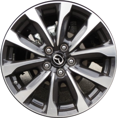 Mazda CX-3 2019-2021 charcoal machined 18x7 aluminum wheels or rims. Hollander part number ALY64991, OEM part number 9965927080.
