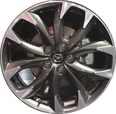 Mazda CX-5 2016 charcoal machined 19x7 aluminum wheels or rims. Hollander part number ALY64964, OEM part number 9965087090.