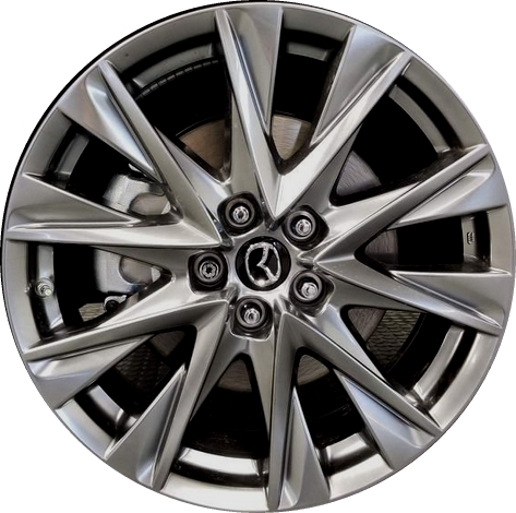 Mazda CX-5 2019-2021 powder coat grey 19x7 aluminum wheels or rims. Hollander part number ALY64249U35, OEM part number 9965267090.