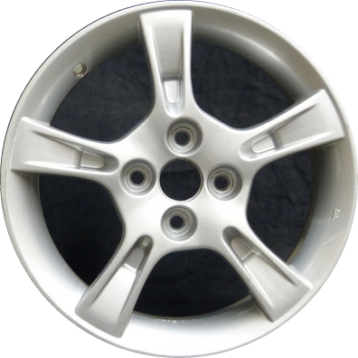 Mazda Protege 2002-2003 powder coat silver 15x6 aluminum wheels or rims. Hollander part number ALY64851, OEM part number 9965L16050.