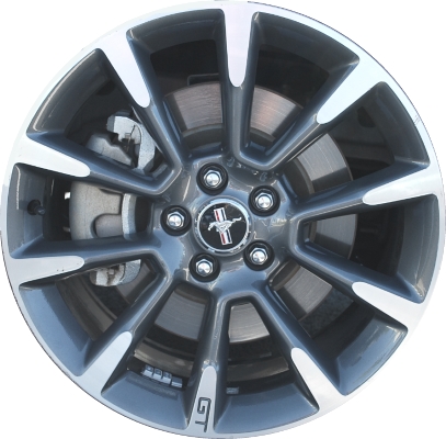 Ford Mustang 2011-2012 charcoal machined 19x8.5 aluminum wheels or rims. Hollander part number ALY3863U30.LC36, OEM part number BR3Z1007D.
