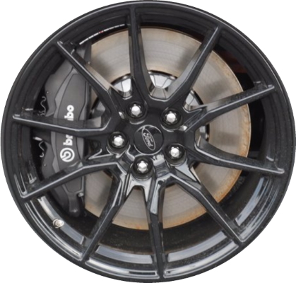 Ford Mustang 2019-2020 powder coat black 19x10.5 aluminum wheels or rims. Hollander part number ALY10223, OEM part number KR3Z1007D.