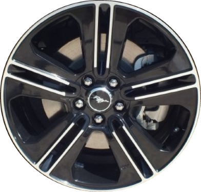 Ford Mustang 2013-2014 black machined 19x8.5 aluminum wheels or rims. Hollander part number ALY3908A45HH, OEM part number DR3Z1007L.