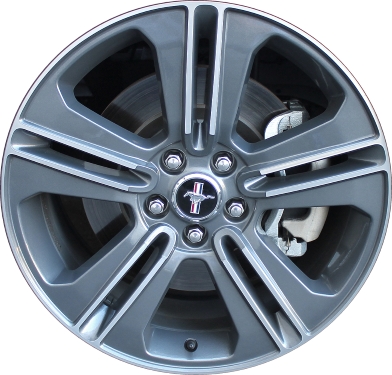 Ford Mustang 2013-2014 grey machined 19x8.5 aluminum wheels or rims. Hollander part number ALY3908U30HH, OEM part number DR3Z1007K.