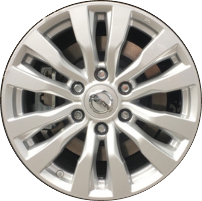 Nissan Armada 2017-2024 powder coat silver 18x8 aluminum wheels or rims. Hollander part number ALY62737, OEM part number D0C005ZW1A.