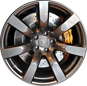 Nissan GT-R 2009-2011 powder coat dark hyper 20x9.5 aluminum wheels or rims. Hollander part number ALY62519U79, OEM part number D0300JF10A.