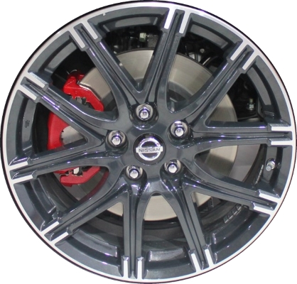 Nissan Juke 2013-2017 charcoal machined 18x7 aluminum wheels or rims. Hollander part number ALY62614, OEM part number D03003YV8A, D0C003YV8A.