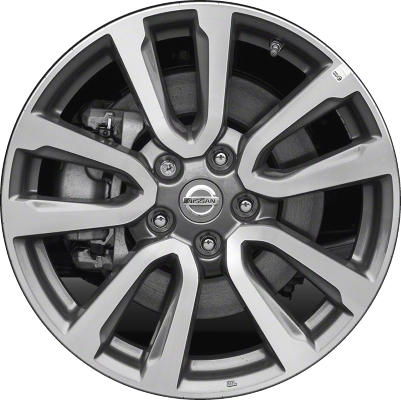 Nissan Pathfinder 2013-2016 grey machined 18x7.5 aluminum wheels or rims. Hollander part number ALY62597, OEM part number 403003JA2B, 403003JA2C.