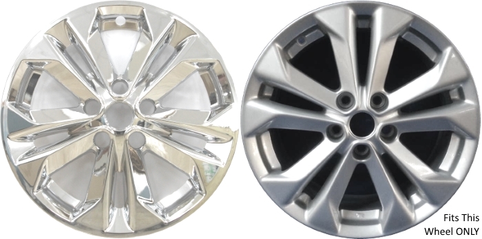 Nissan Rogue 2014-2018 Chrome, 10 Spoke, Plastic Hubcaps, Wheel Covers, Wheel Skins, Imposters. ONLY Fits 17 Inch Alloy Wheel Pictured. Part Number IMP-7626P.