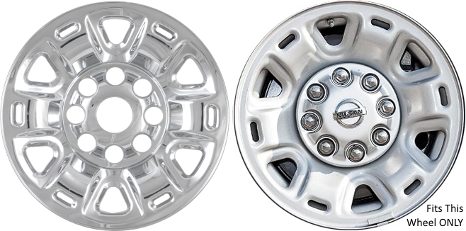 Nissan NV1500 2012-2021, Nissan NV2500 2012-2021, Nissan NV3500 2012-2021 Chrome, 6 Split Spoke, Plastic Hubcaps, Wheel Covers, Wheel Skins, Imposters. ONLY Fits 17 Inch Steel Wheel Pictured. Part Number IMP-87X.