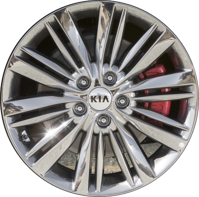 KIA Optima 2016-2018 chrome 18x7.5 aluminum wheels or rims. Hollander part number ALY74741, OEM part number 52910D5370.