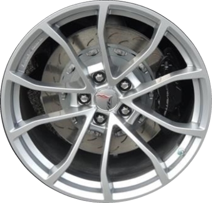 Chevrolet Corvette 2012-2013, Corvette 2017-2019 powder coat silver or machined 19x10 aluminum wheels or rims. Hollander part number 5542U/5779, OEM part number 9598727, 84073055.