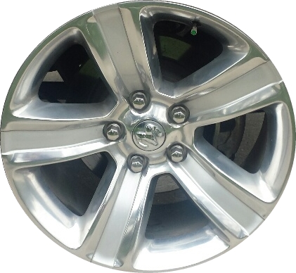Dodge Ram 1500 2013-2018, Ram 1500 Classic 2019-2022 silver polished 20x9 aluminum wheels or rims. Hollander part number 2453U90, OEM part number 1UB18GSAAA, 1UB18GSAAB.