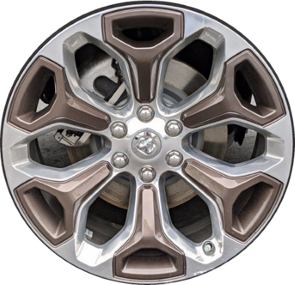 Dodge Ram 1500 2020-2024 bronze polished 22x9 aluminum wheels or rims. Hollander part number ALY2685U91/2726, OEM part number 5YD621UWAB.