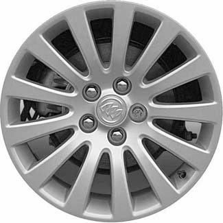 Buick Regal 2011-2013 powder coat silver 18x8 aluminum wheels or rims. Hollander part number ALY4100, OEM part number 9598127.