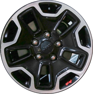 Jeep Wrangler 2013-2017, Wrangler JK 2018 black machined 17x7.5 aluminum wheels or rims. Hollander part number 9118.MAC5ST., OEM part number Not Yet Known.