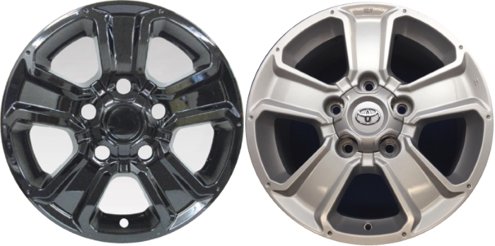 Toyota Sequoia 2018-2022, Toyota Tundra 2014-2020 Black Painted, 5 Spoke, Plastic Hubcaps, Wheel Covers, Wheel Skins, Imposters. Fits 18 Inch Alloy Wheel Pictured to Right. Part Number IMP-8100GB.