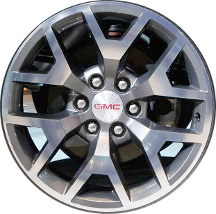 GMC Sierra 1500 2014-2018 grey machined 20x9 aluminum wheels or rims. Hollander part number ALY5658U35, OEM part number 22837233.